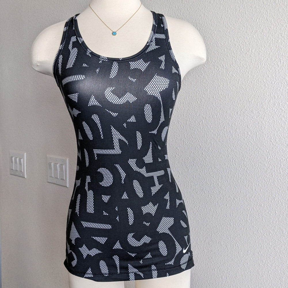 Nike Racerback Dri-Fit Workout Tank Top w "Just Do It" Graphics - Black & White